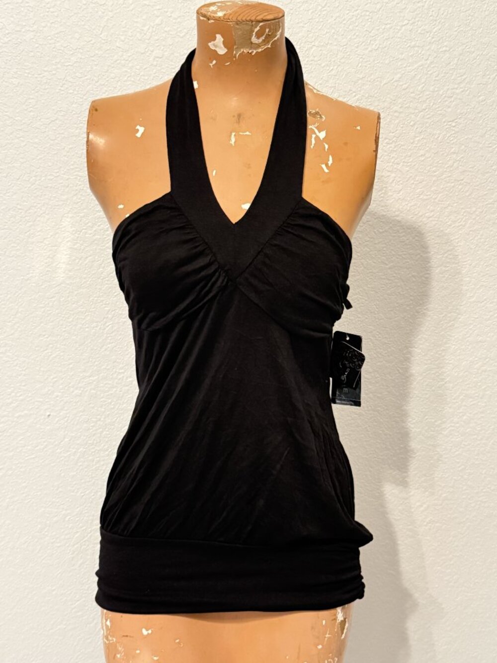 NWT Rampage Women's Vintage Y2K Goth Grunge Fairy Black Halter Top Small Shirt